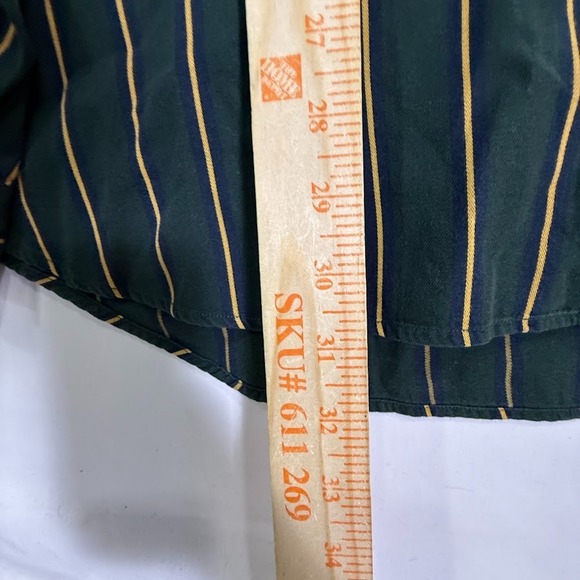 VTG Tommy Hilfiger Shirt Men's XL Green Stripe Long Sleeve Button Down 90s Retro - Picture 4 of 6